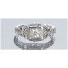 Image 1 : Filigree pattern 14KT white gold, diamond ring.