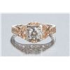 Image 1 : Filigree pattern 14KT yellow gold, diamond ring.
