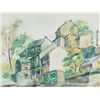 Image 1 : Signed WPA style watercolor of houses.