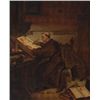 Image 1 : 19th c. oil on canvas of monk writing, A. Lowrie.