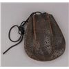 Image 1 : Leather kinchaku with a draw-string top, Late 19th