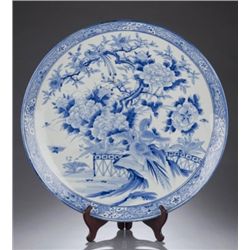 19th century large Japanese charger with birds.