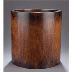 Chinese carved hardwood brush pot.