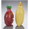 Image 2 : 2 glass snuff bottles, red/pink and yellow citron.
