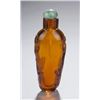 Image 1 : Amber glass snuff bottle with tigers on sides.