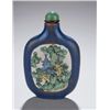 Image 3 : A blue yixing snuff bottle with enameled panels.