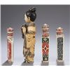 Image 2 : Group of 4 carved ivory polychrome snuff bottles.