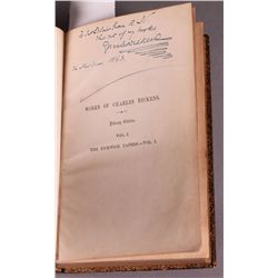 WORKS OF CHARLES DICKENS, 30 Vols, signed & inscr.