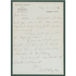 Ruthorford B. Hayes. ALS. Feby. 9, 1886.