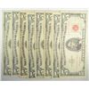 Image 1 : ( 8 ) U.S. $5.00 RED SEAL NOTES VG OR BETTER