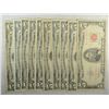 Image 1 : ( 10 ) U.S. $5.00 RED SEAL NOTES VG OR BETTER