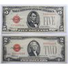 Image 1 : 1928F $2-28B $5  US notes  XF  est $30-$35
