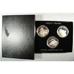 GREAT TRAINS 1 oz. silver commemoratives in nice box.