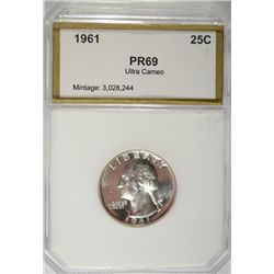 1961  Washington quarter  PCI69UC     est $65-$70
