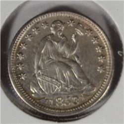 1853 HALF DIME AU
