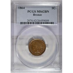 1864 Brnz Indian penny  PCGS62BN  est $100-$110