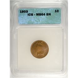 1903 INDIAN ONE CENT ICG MS64BN