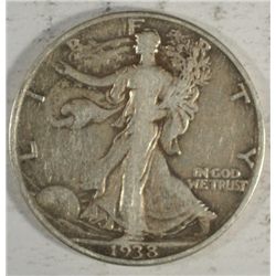 1938 D WALKING LIBERTY HALF DOLLAR VF