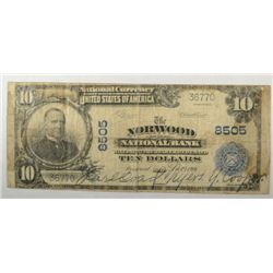 1902   $10 National Bank note NORWOOD NB  NORWOOD OH