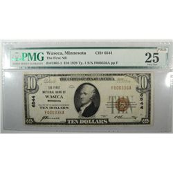 1929   $10 National Bank note  FIRST NB WASECA MN
