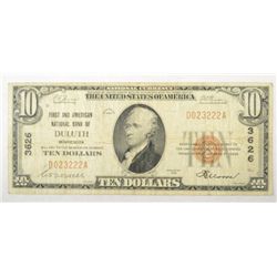1929   $10 National Bank note  FIRST and AMERICAN NB DULUTH MN