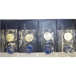 1971 thru 74 unc, Eisenhower Dollars, blue envelopes