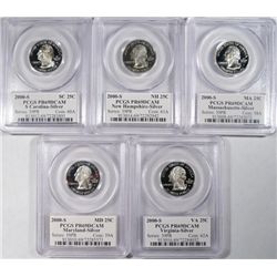 2000 SILVER STATE QUARTER PROOF SET, ALL PCGS PR69DCAM