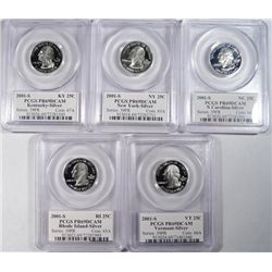 2001 SILVER STATE QUARTER PROOF SET, ALL PCGS PR69DCAM