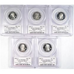2003 SILVER STATE QUARTER PROOF SET, ALL PCGS PR69DCAM