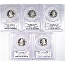 2005 SILVER STATE QUARTER PROOF SET, ALL PCGS PR69DCAM