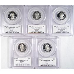 2007 SILVER STATE QUARTER PROOF SET, ALL PCGS PR69DCAM
