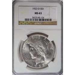 1923 D PEACE DOLLAR NGC MS 63