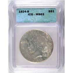 1924-S PEACE DOLLAR ICG MS-63