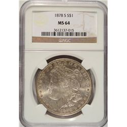 1878-S MORGAN DOLLAR NGC MS-64 ATTRACTIVE ORIGINAL TONE