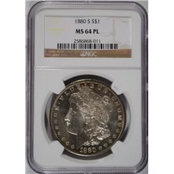 1880-S MORGAN DOLLAR NGC MS-64 PROOF LIKE. LOOKS INCREDIBLE COULD BE A 65.