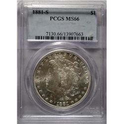 1881-S MORGAN DOLLAR PCGS MS66 SUPER GEM