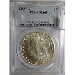 1883-CC MORGAN SILVER DOLLAR PCGS65