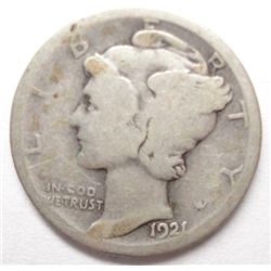1921 Mercury dime just shy of full good
