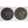 Image 1 : 2 LARGE CENTS: 1834 SMALL 8, LG STARS, MED. LETTERS VG, & 1835 LG 8 & STARS GOOD