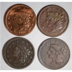 1839 VARIETY GROUP OF 4 LARGE CENTS