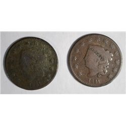 1831 LARGE LETTERS VG, AND MEDIUM LETTERS GOOD- LARGE CENTS