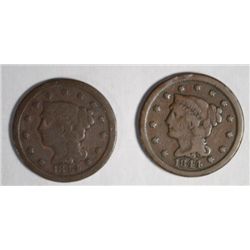 1844 NORMAL DATE G/VG AND 44/81 VG/F LARGE CENTS