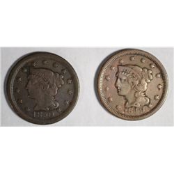 1849 VF, & 1850 FINE LARGE CENTS
