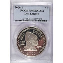 2000  US LEIF ERIKSSON silver coin  PCGS PR 67 DCAM  est $65-$70