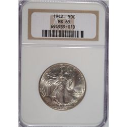 1942  Walker half $NGC65  est $110-$120