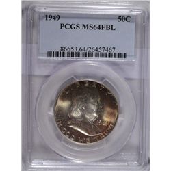 1949  Franklin half $ PCGS64FBL  est $75-$85