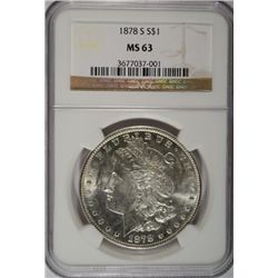 1878S   Morgan $ $  NGC63  est  $75-$80