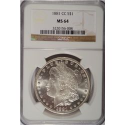 1881CC   Morgan $ $   NGC64   est  $550-$575