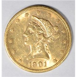 1901-S $10.00 GOLD LIBERTY AU 58 EST.  $1000.00 TO $1200.00