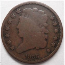 1835  half cent  nice color solid rim VG+